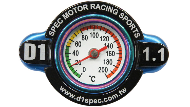 D1Spec Radiator cap with thermometer 15mm 1.1 Bar Blue Cooling System \ Radiator Caps TurboWorks
