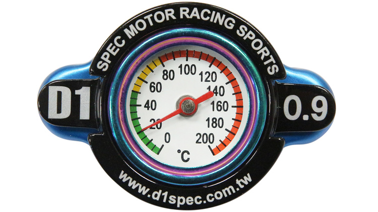 D1Spec Radiator cap with thermometer 28mm 0.9 Bar Blue Cooling System \ Radiator Caps TurboWorks