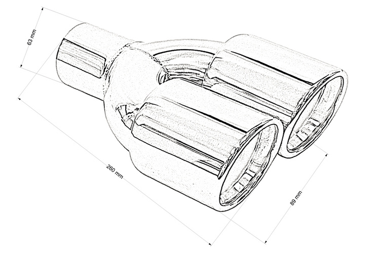 Double Exhaust Tip 2x89mm enter 63mm Polished Exhaust System \ End