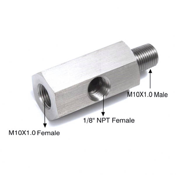 M10x1.0 Male to 1/8 NPT Female Stainless Sensor Fittings Conversion Adapter