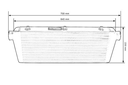 TurboWorks Intercooler 550x230x75 inlet 2.25" Bar and Plate Black