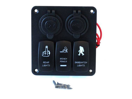 Panel przełączników 12/24V ON-OFFx3, 1xZ, 2xUSB 3,1A, 2xB 15A IP68