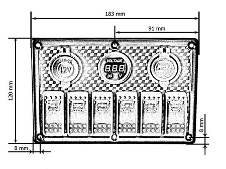 Switch ON-OFFx5, 1xZ, 2xUSB 3.1A, 2xB 15A Blue