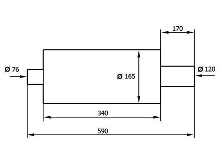 Rear Muffler TurboWorks 120mm inlet 76mm