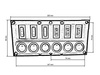 Przełączniki 12/24V IP68 ON-OFFx6, 6xB 3x5A 2x10A 1x15A, LED IP68