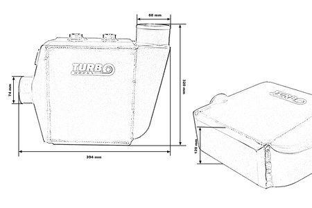 Intercooler wodny TurboWorks 250x220x115 3,5", 3" 1x90st 1x0st