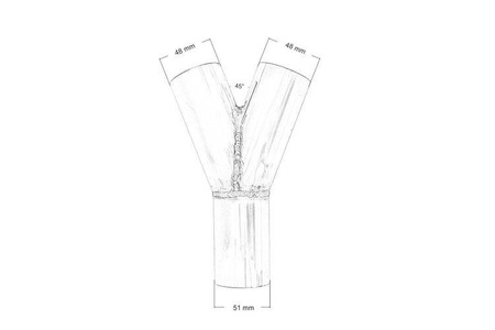 Exhaust tee 45st 48/51mm 304SS