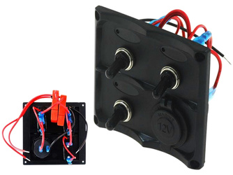 Switch Panel 12V SPST/ON-OFFx3, 1xGZ, 2B 15A IP68