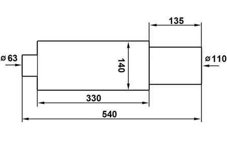 Rear Muffler TurboWorks 110mm inlet 63,5mm