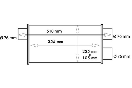 Rear Center Muffler 76mm TurboWorks LT 304SS 355mm