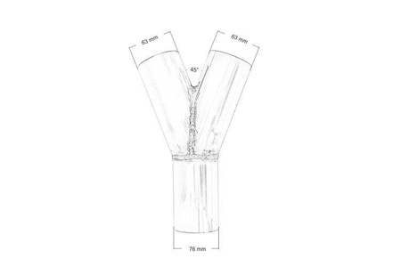 Exhaust tee 45st 63/76mm 304SS
