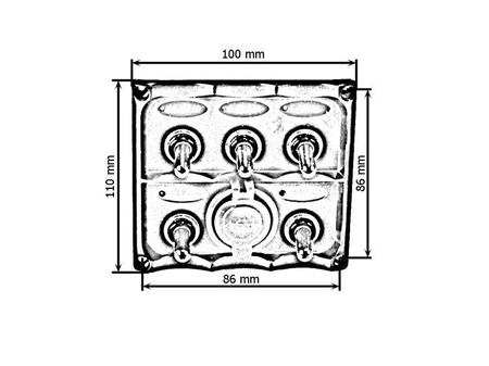 Panel przełączników 12V SPST/ON-OFFx5, 2xUSB, 3B 15A IP68
