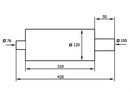 Rear Muffler TurboWorks 100mm inlet 76mm