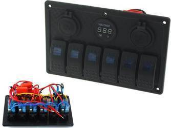 Switch ON-OFFx5, 1xZ, 2xUSB 3.1A, 2xB 15A Blue