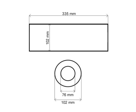 Center Muffler 76mm TurboWorks RS 304SS 335mm