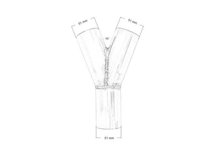 Exhaust tee 45st 51/51mm 304SS