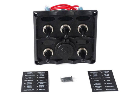 Switch Panel 12V SPST/ON-OFFx5, 1xGZ, 3B 15A IP68