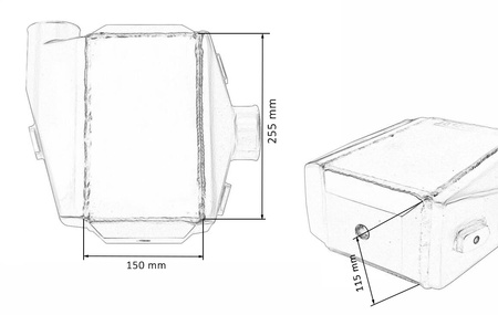 Intercooler wodny TurboWorks 150x255x115 3" 1x90st 1x0st