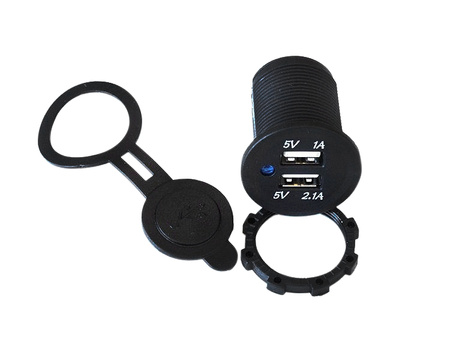 Gniazdo 12/24V 2xUSB (1x1A,1x2.1A), 1xLED