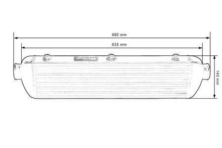 TurboWorks Intercooler 550x140x65 inlet 2.25" Bar and Plate Black