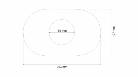 The muffler cap oval side central 69mm 127x203mm