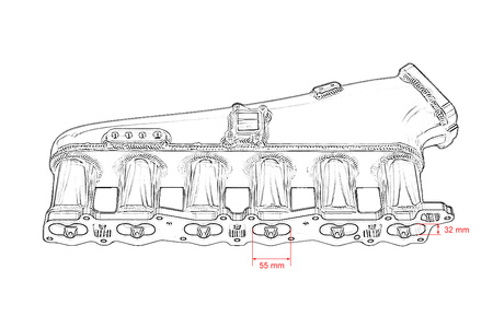 Kolektor ssący Nissan RB26 z przepustnicą i listwą paliwową