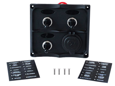 Panel przełączników 12V SPST/ON-OFFx3, 1xGZ, 2B 15A IP68