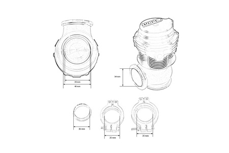 Wastegate zewnętrzny TurboWorks 38mm chłodzony wodą 2.5 Bar V-Band Czarny